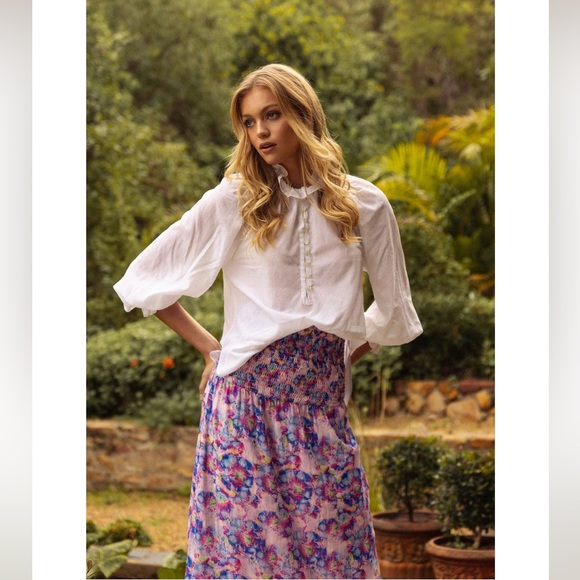 Caballero Tops - NWT Caballero Leigh White Jacquard Top